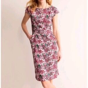 NWT Boden Florrie Paisley Jersey Sheath Dress Women 12R Mod Boho Preppy Floral